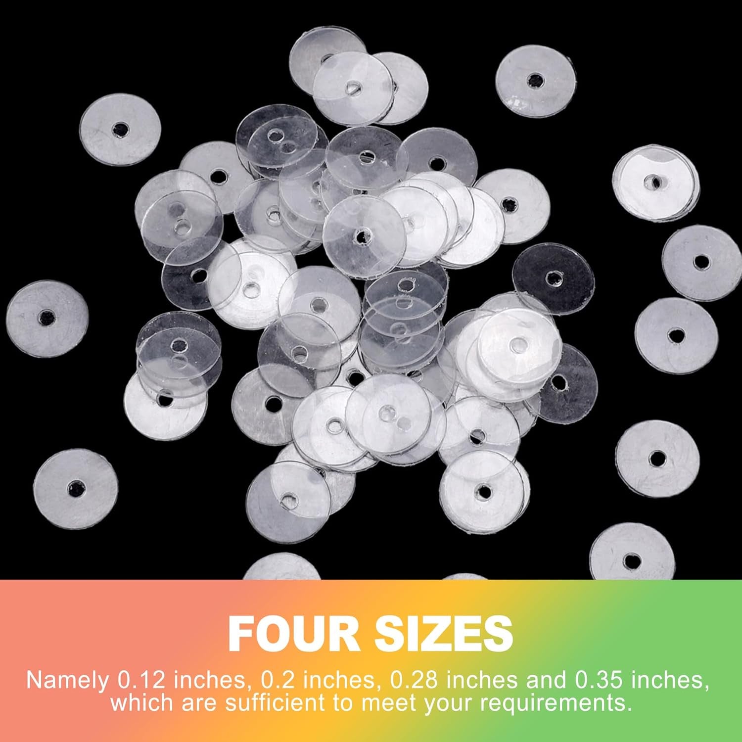 200Pcs Clear Piercing Disc for Piercing Bump, 3/5/7/9Mm Silicone Spacers for Piercings, No Pull Piercing Disk, Plastic Earring Spacers,Earlobe Support Pad