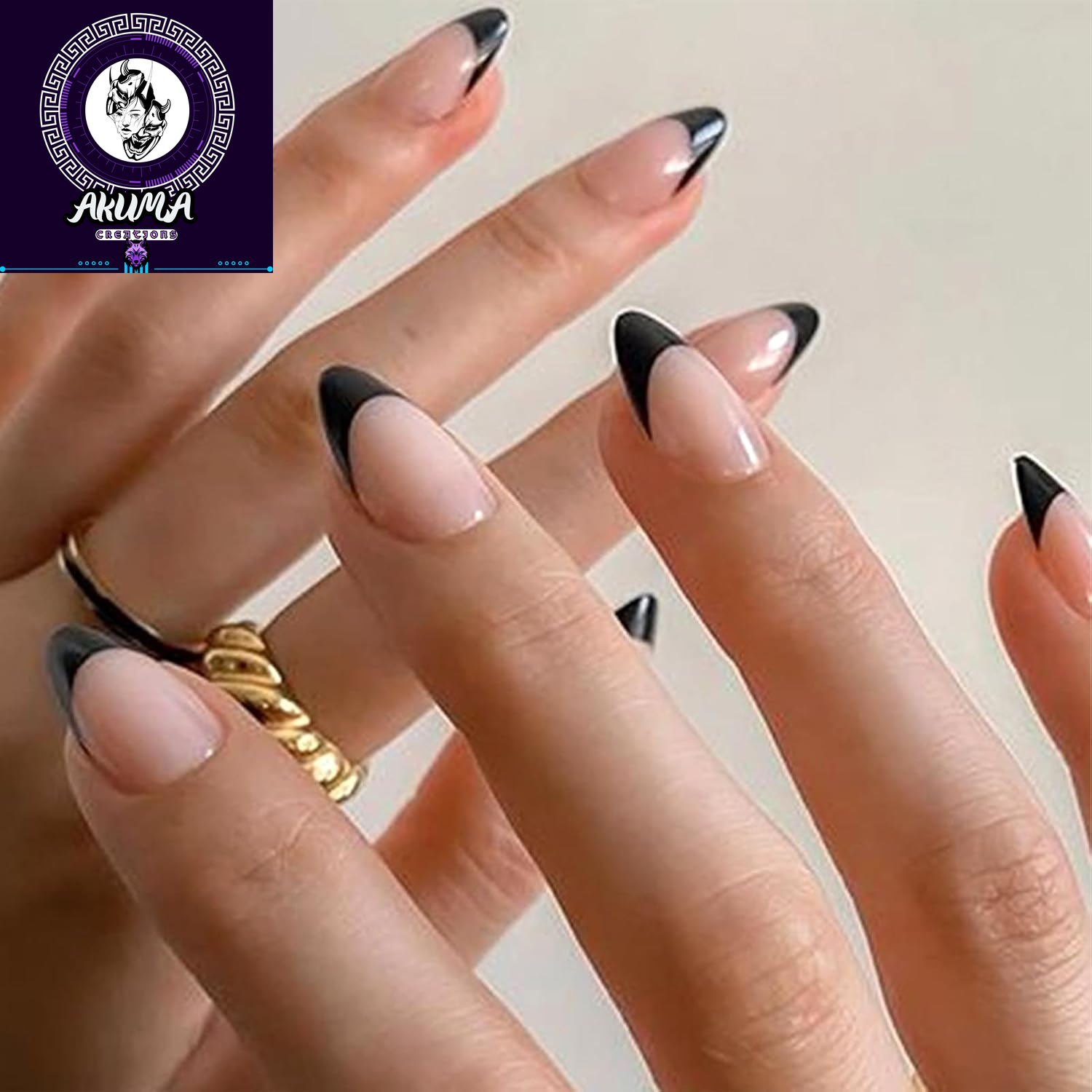 6 Pack French Tip Press on Nails - Almond, Square & Coffin Shapes, Short Fake Nails with Glue, Artificial Stick on Nails (White, Black)