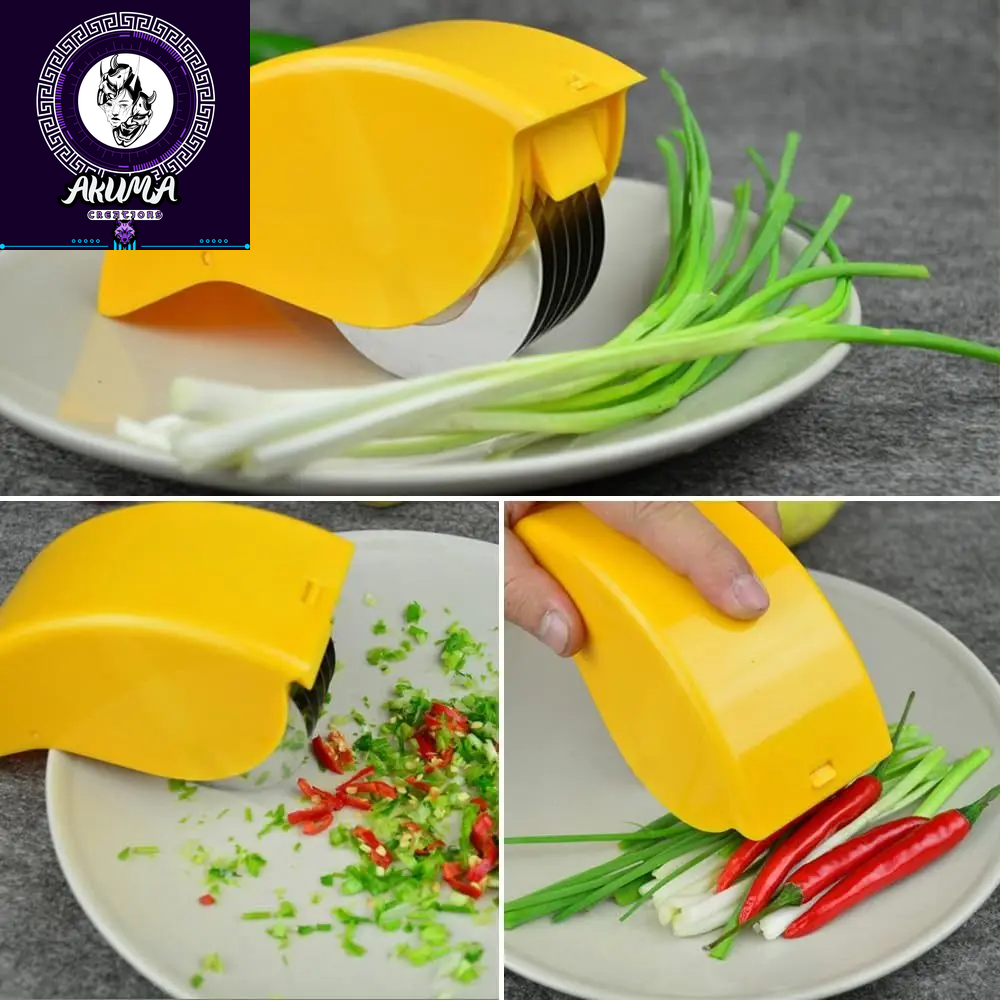 Parsley Chopper Roller Herb Roller Mincer Manual Vegetable Cutter with 6 Stainless Steel Blade Kitchen Vegetable Cutter Tool