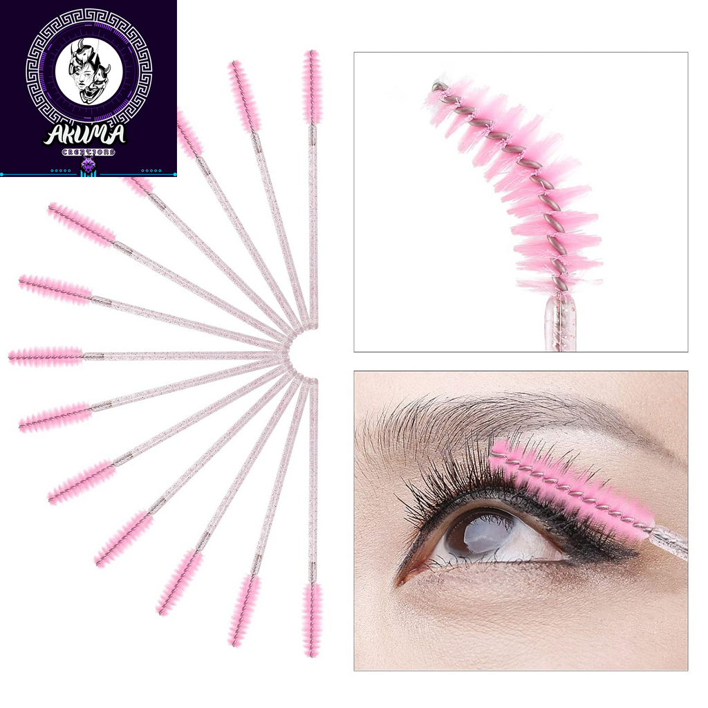 400 Spoolies Mascara Wand and Lip Brush Disposable Lash Brushes for Eyelash Extensions, Lipstick Lip Gloss Wands Applicator Tool (Pink)