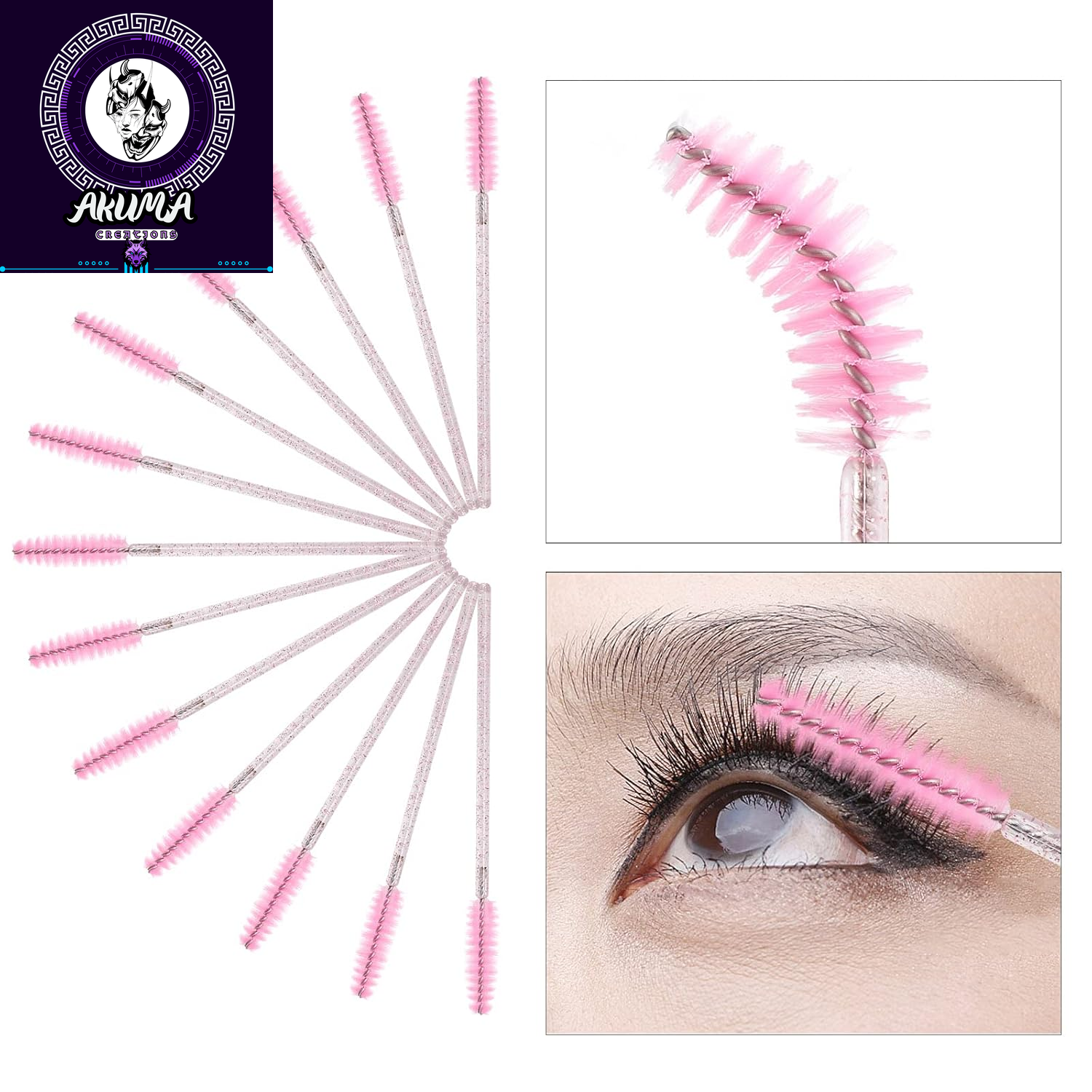 400 Spoolies Mascara Wand and Lip Brush Disposable Lash Brushes for Eyelash Extensions, Lipstick Lip Gloss Wands Applicator Tool (Pink)