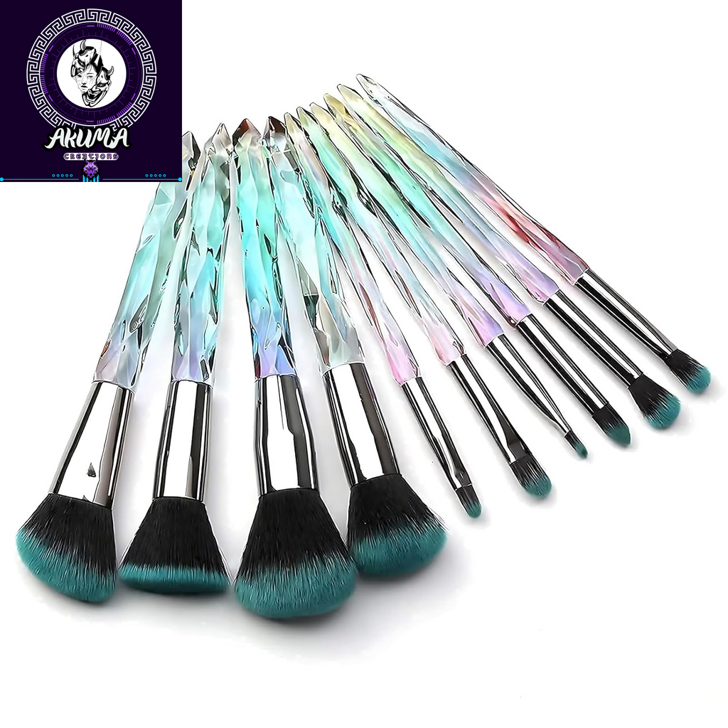 Makeup Brushes Set, 10PCS Crystal Makeup Brushes Premium Synthetic Powder Foundation Concealer Eye Shadow Brush, Professional Face Eye Make up Brushes for Girls Women
