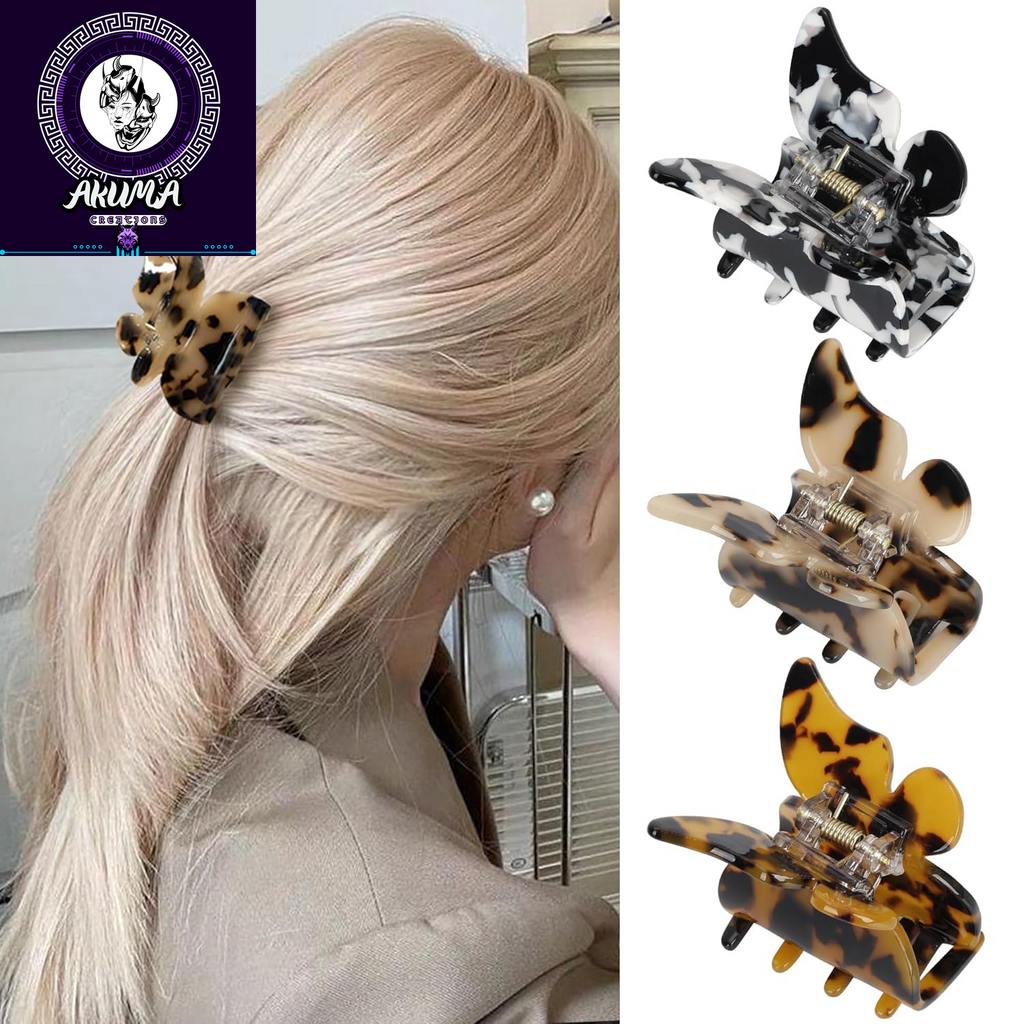 Hair Accessories - 3.3 Inch Butterfly Hair Claw Clips, Large Sized Jaw Clips for Girls and Women, 5 Pack