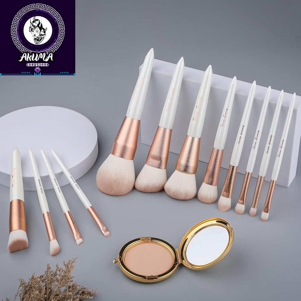 Makeup Brushes Set,  12Pcs Premium Eye Shadow, Eyebrows, Eyeliner, Concealer, Lip Liner，Foundation Makeup Brush White Travel Makeup Set,Cruelty-Free Synthetic Fiber Bristles