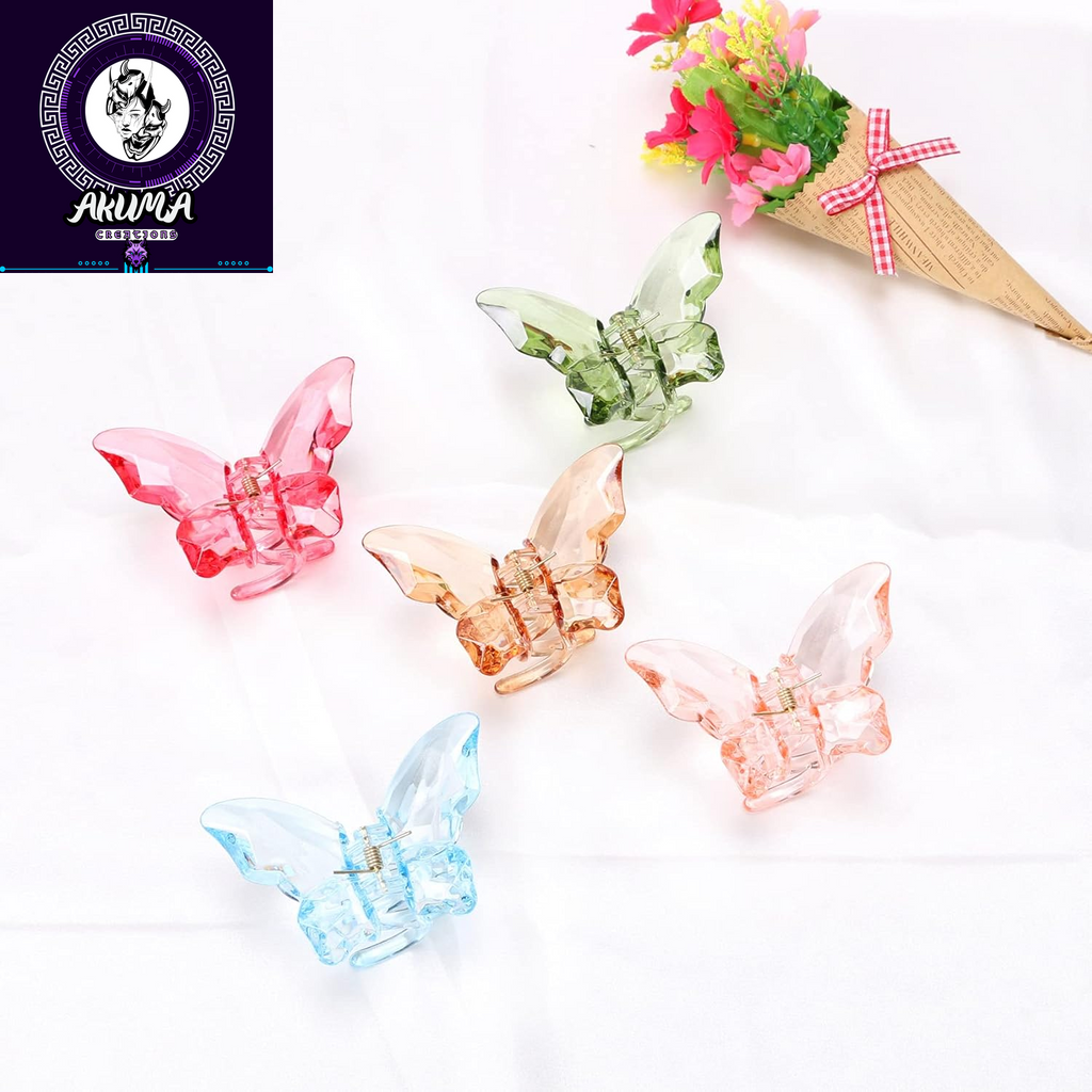 Hair Accessories - 3.3 Inch Butterfly Hair Claw Clips, Large Sized Jaw Clips for Girls and Women, 5 Pack