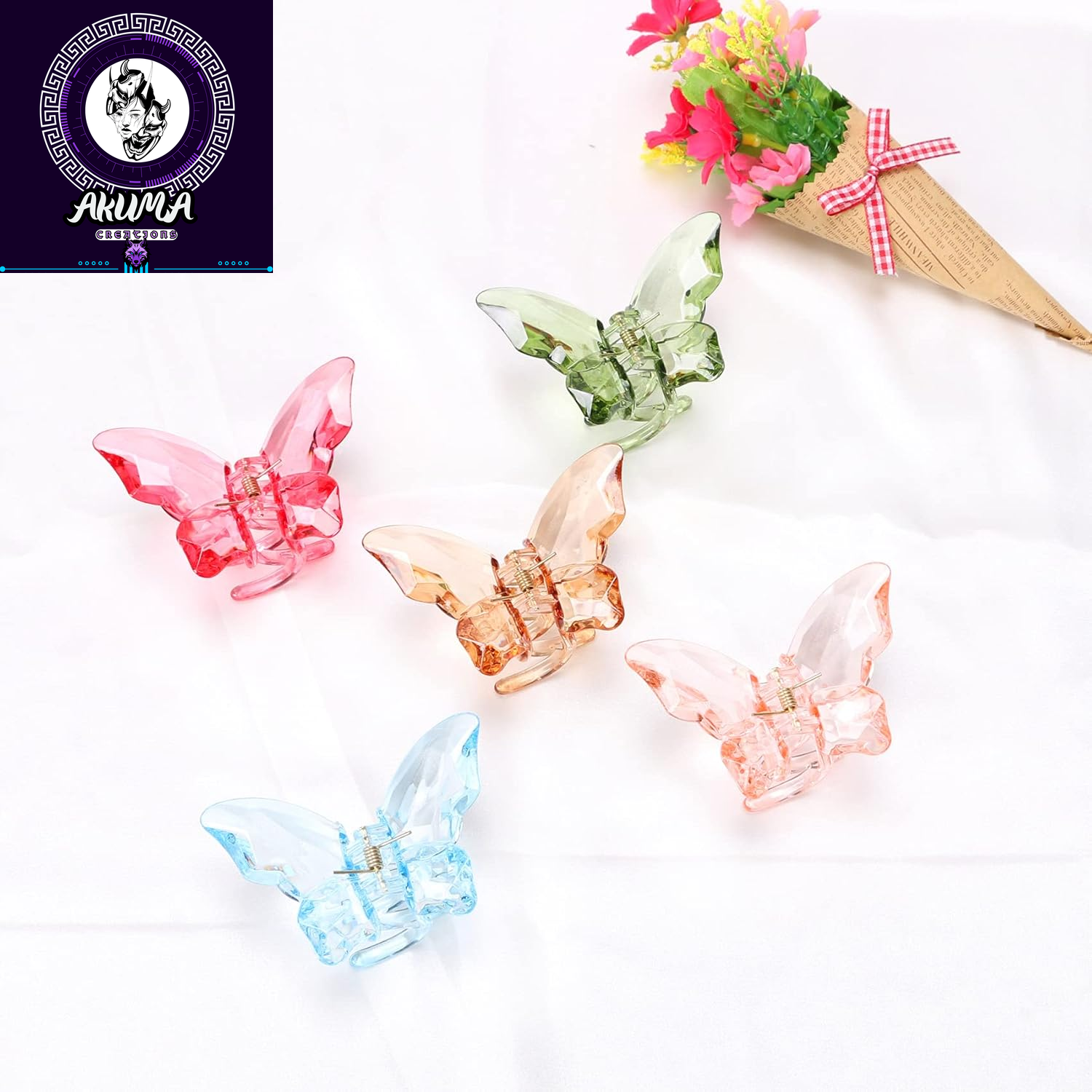 Hair Accessories - 3.3 Inch Butterfly Hair Claw Clips, Large Sized Jaw Clips for Girls and Women, 5 Pack