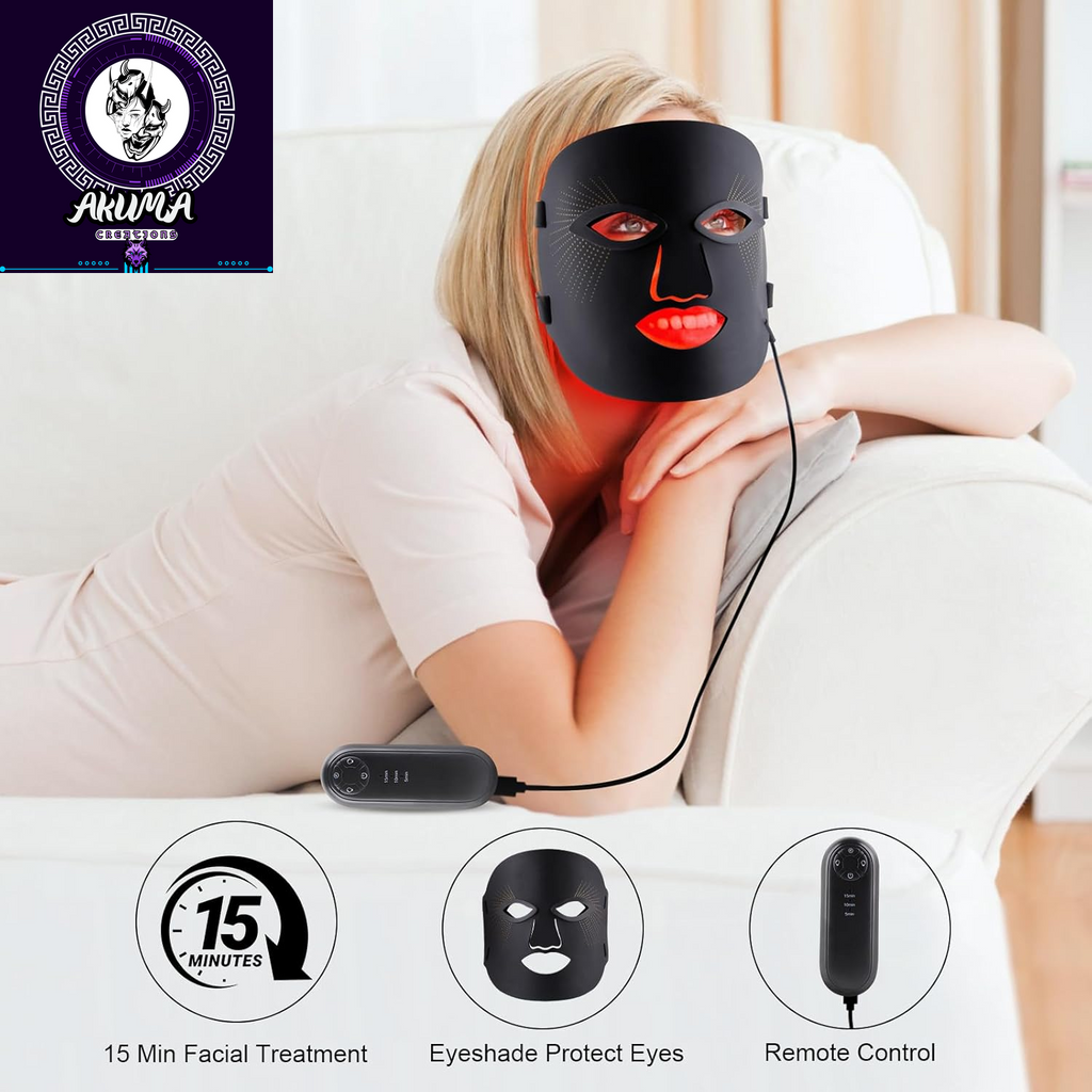 Red Light Therapy for Face, Red Light Therapy Mask, 7 Colors LED Facial Mask for Wrinkle Remove & anti Aging, Skin Care Home Use, Black (Upgraded Version)