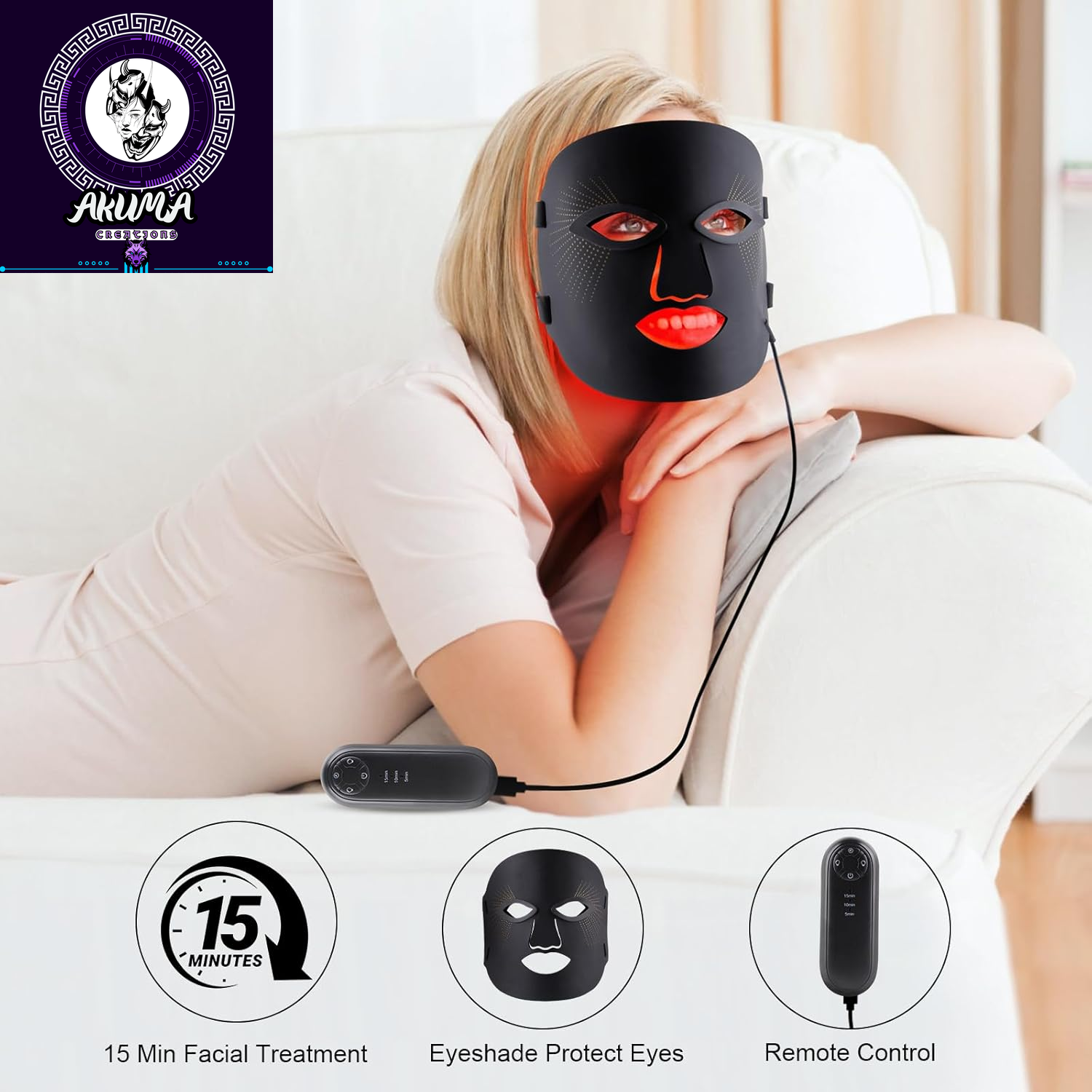 Red Light Therapy for Face, Red Light Therapy Mask, 7 Colors LED Facial Mask for Wrinkle Remove & anti Aging, Skin Care Home Use, Black (Upgraded Version)