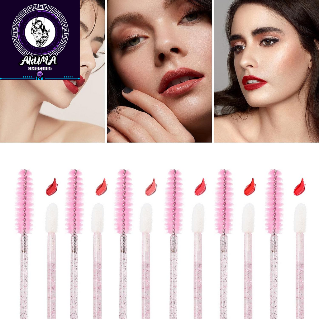 400 Spoolies Mascara Wand and Lip Brush Disposable Lash Brushes for Eyelash Extensions, Lipstick Lip Gloss Wands Applicator Tool (Pink)