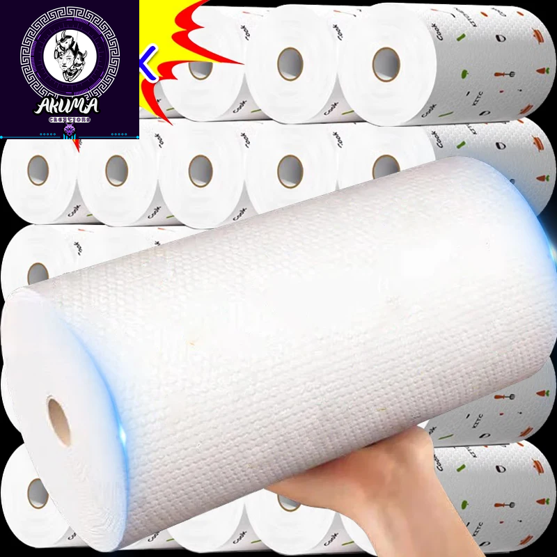 Disposable Lazy Rags Washable Paper Non-Woven Dish Cloths Kitchen Roller Paper Cleaning Wipes Absorbent Towels Dishes Rags