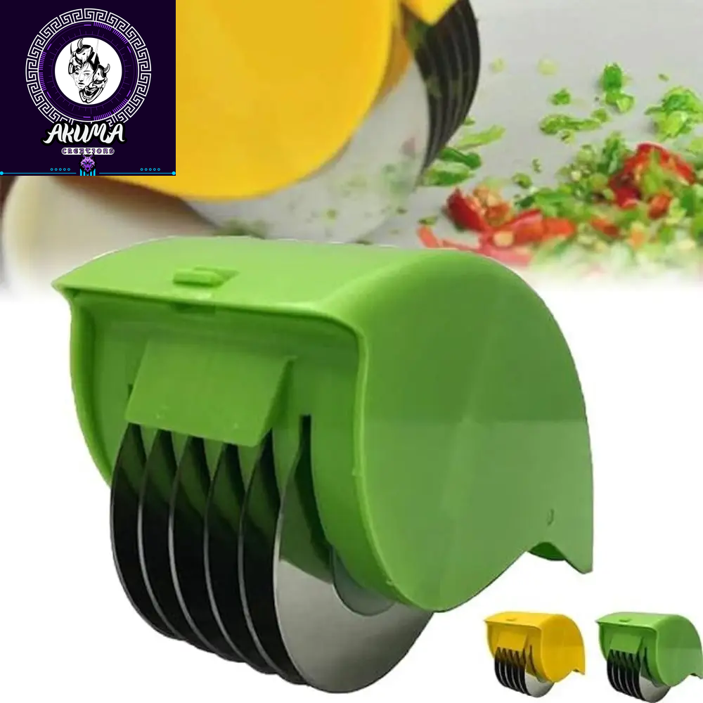 Parsley Chopper Roller Herb Roller Mincer Manual Vegetable Cutter with 6 Stainless Steel Blade Kitchen Vegetable Cutter Tool
