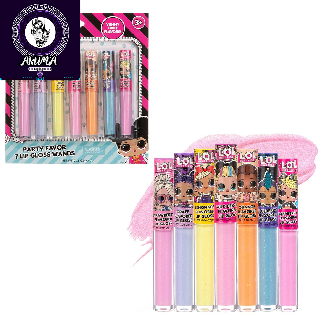L.O.L Surprise 7-Pack Lip Gloss for Girls, Lol Lip Gloss | Non-Toxic Kids Makeup with L.O.L. Characters