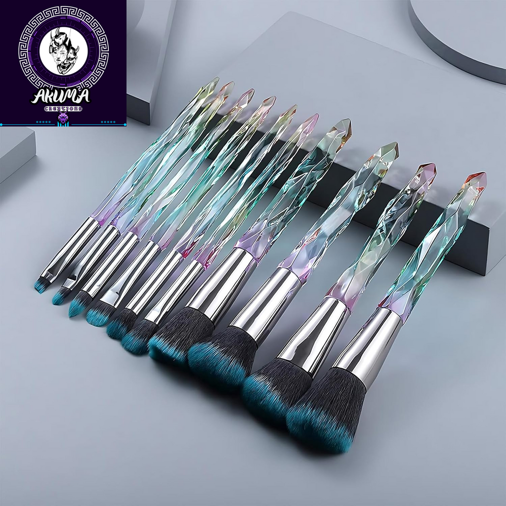 Makeup Brushes Set, 10PCS Crystal Makeup Brushes Premium Synthetic Powder Foundation Concealer Eye Shadow Brush, Professional Face Eye Make up Brushes for Girls Women