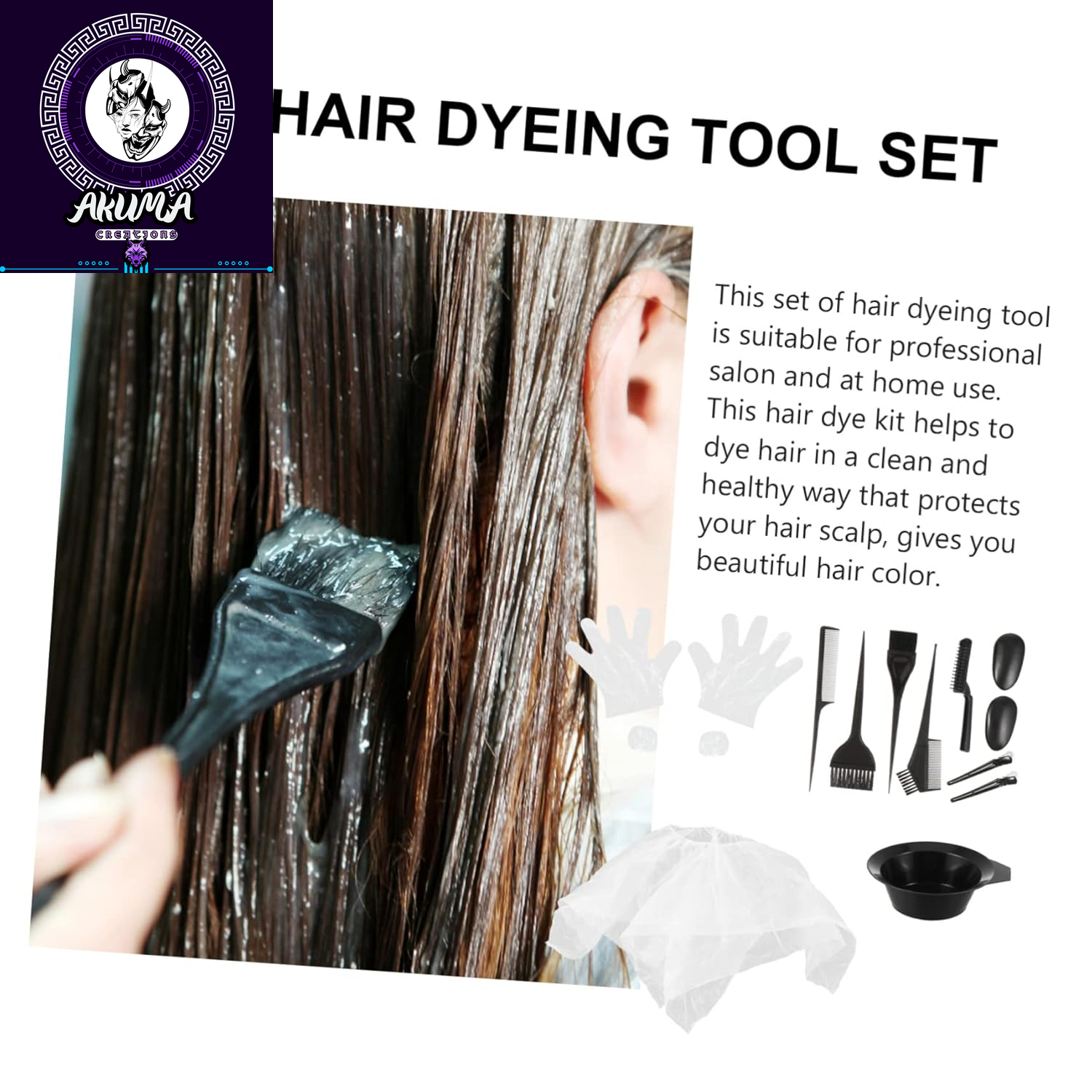 11Pcs Hair Dye Tool Set Reusable Hair Dye Bowl Brush and Gloves at Home Protects Scalp