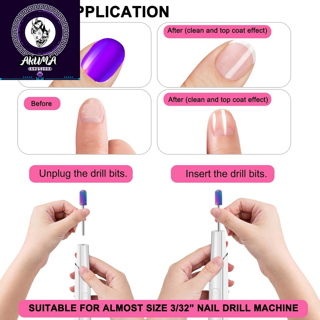 25Pcs Nail Drill Bits Set with Storage Box, 3/32 Inch Tungsten Ceramic Diamond Carbide Nail Drill Bits for Acrylic Gel Polish, Cuticle Efile Remover for Manicure Pedicure