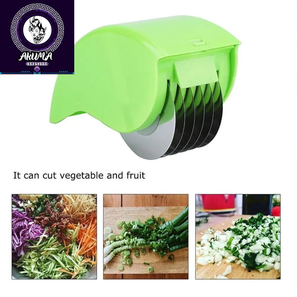 Parsley Chopper Roller Herb Roller Mincer Manual Vegetable Cutter with 6 Stainless Steel Blade Kitchen Vegetable Cutter Tool