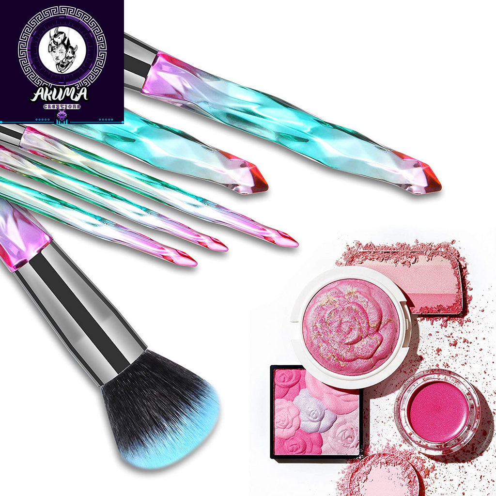 Makeup Brushes 15Pcs Premium Synthetic Bristles Crystal Handle Set Kabuki Foundation Brush Face Lip Eye Makeup Brush Sets Professional with Starry Gift Box (Blue)