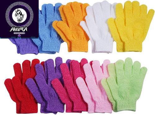 10 Pairs Exfoliating Gloves,Made of 100% Nylon,10 Colors Double Sided Exfoliating Gloves