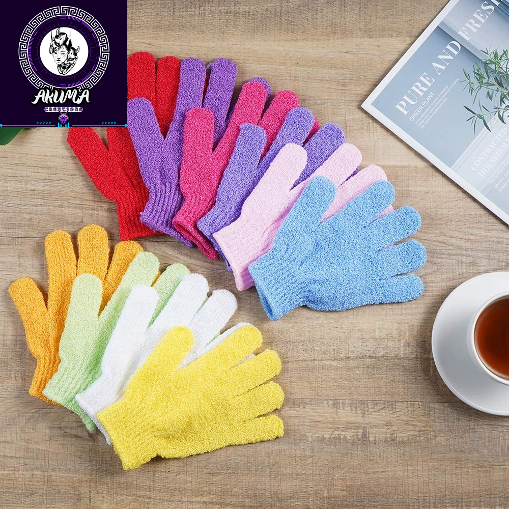 10 Pairs Exfoliating Gloves,Made of 100% Nylon,10 Colors Double Sided Exfoliating Gloves