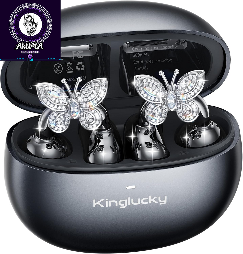 Jewelry-Inspired Clip-On Earbuds with Butterfly Earrings (black)