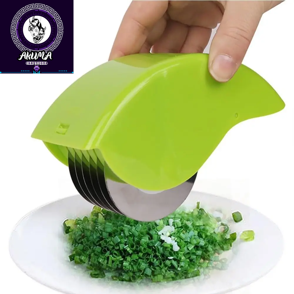 Parsley Chopper Roller Herb Roller Mincer Manual Vegetable Cutter with 6 Stainless Steel Blade Kitchen Vegetable Cutter Tool