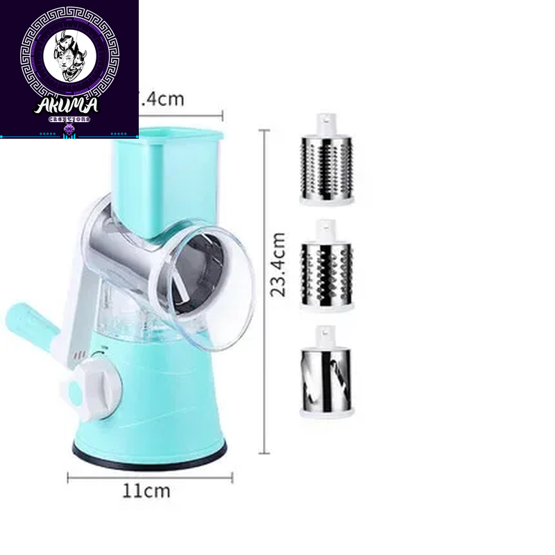 3-In-1 Manual Rotary Cheese Grater for Vegetable Cutter Potato Slicer Multifunctional Vegetable Chopper with 3 Replaceable Blade