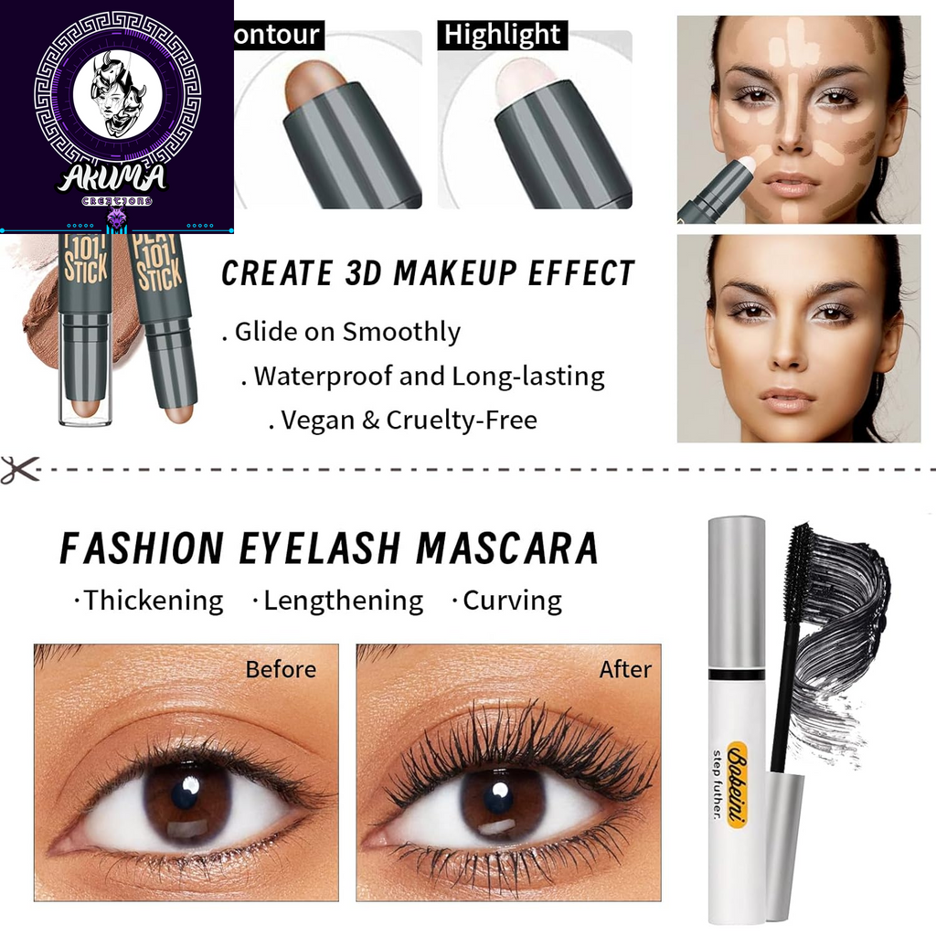 Makeup Set Kit for Women Girls Teens, Makeup Present Set, Includes 9 Color Eyeshadow, Counter Stick, Foundation, Eyebrow Pencil, Eyeliner, Mascara, Lip Gloss, 5Pcs Brushes, Sponge