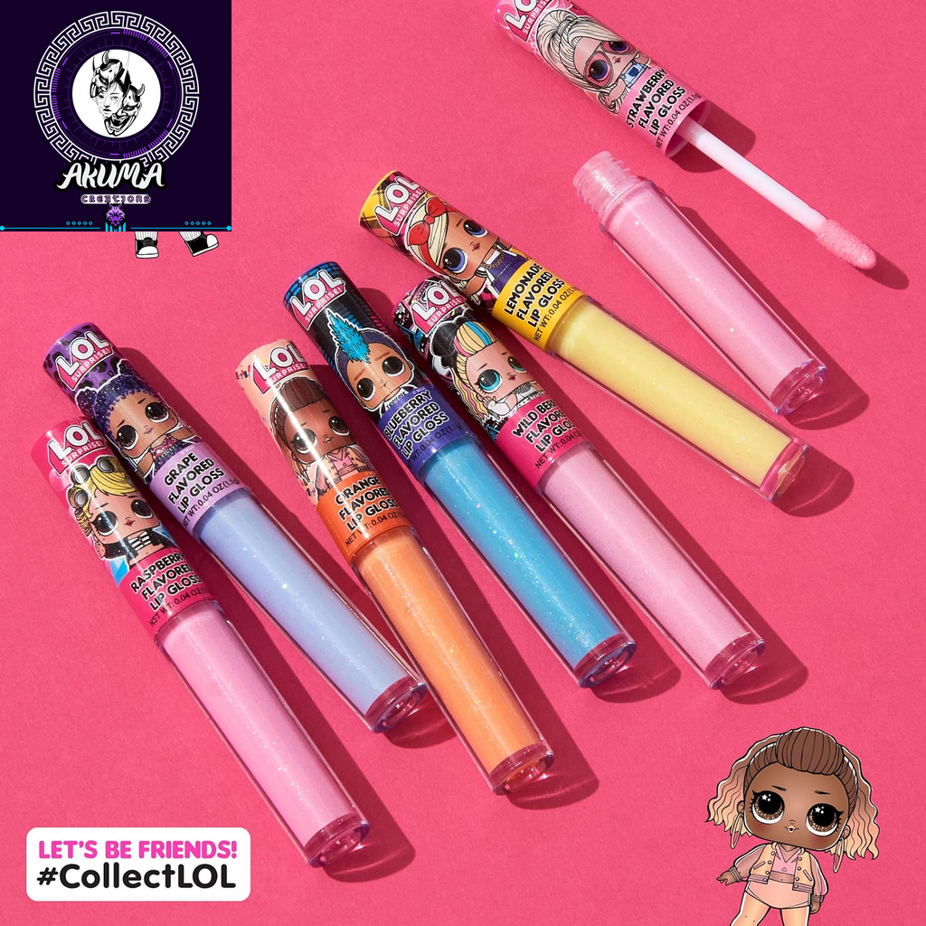 L.O.L Surprise 7-Pack Lip Gloss for Girls, Lol Lip Gloss | Non-Toxic Kids Makeup with L.O.L. Characters