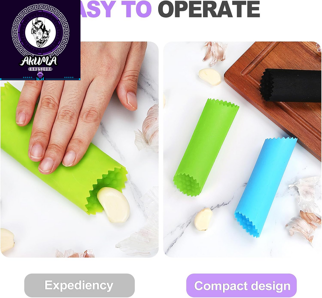 3Pcs Silicone Garlic Peeler Tube Roller - Garlic Peeler, Roller, Rocker, Skin Remover Tool, Easy Clean Kitchen Gadget for Chefs Home Cooking