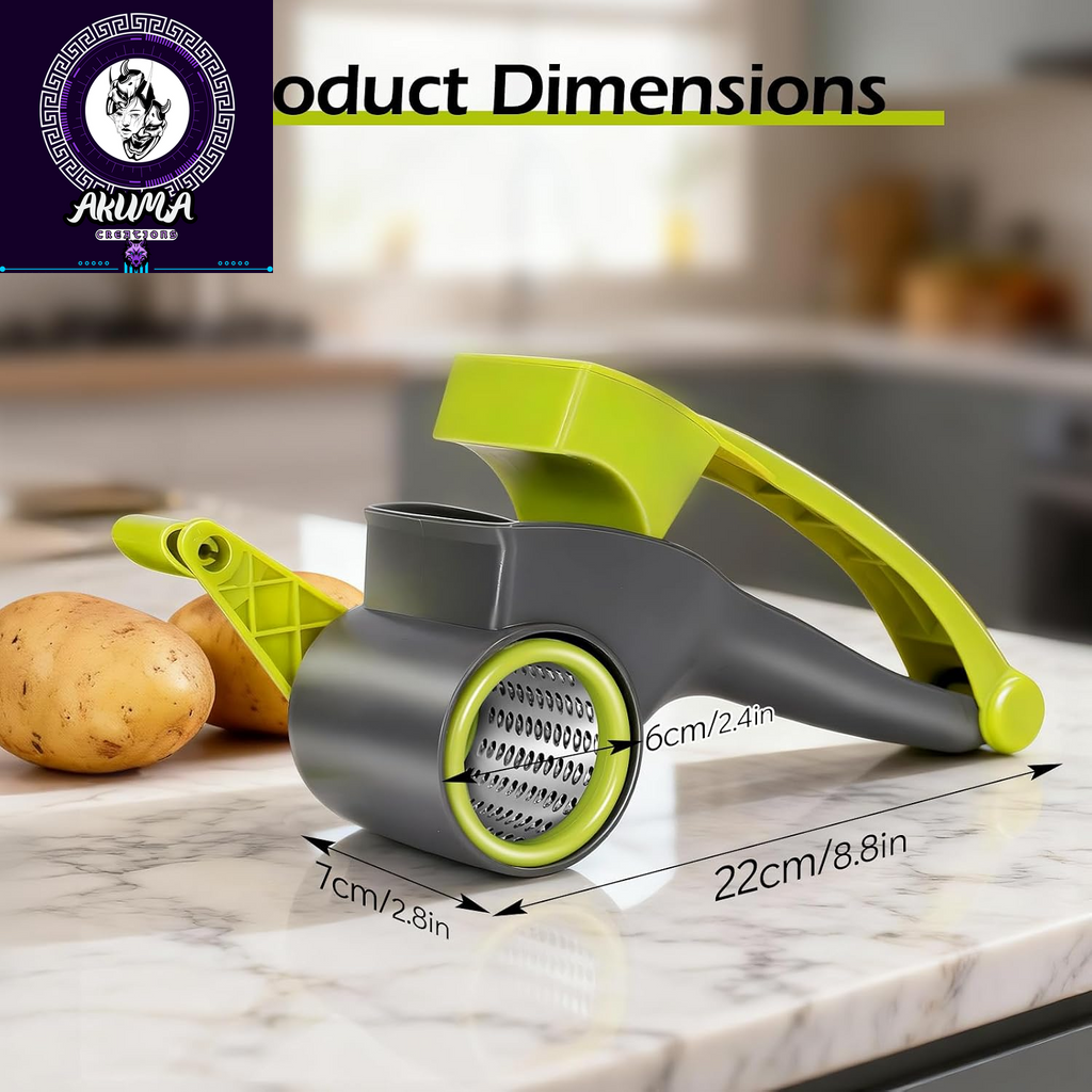 Cheese Grater, Parmesan Cheese Grater with Handle and 1 Replacement Handle Cheese Grate Rotary with 4 Stainlesssteel Drums for Grating and Shredding Hard Cheese, Chocolate, Nuts