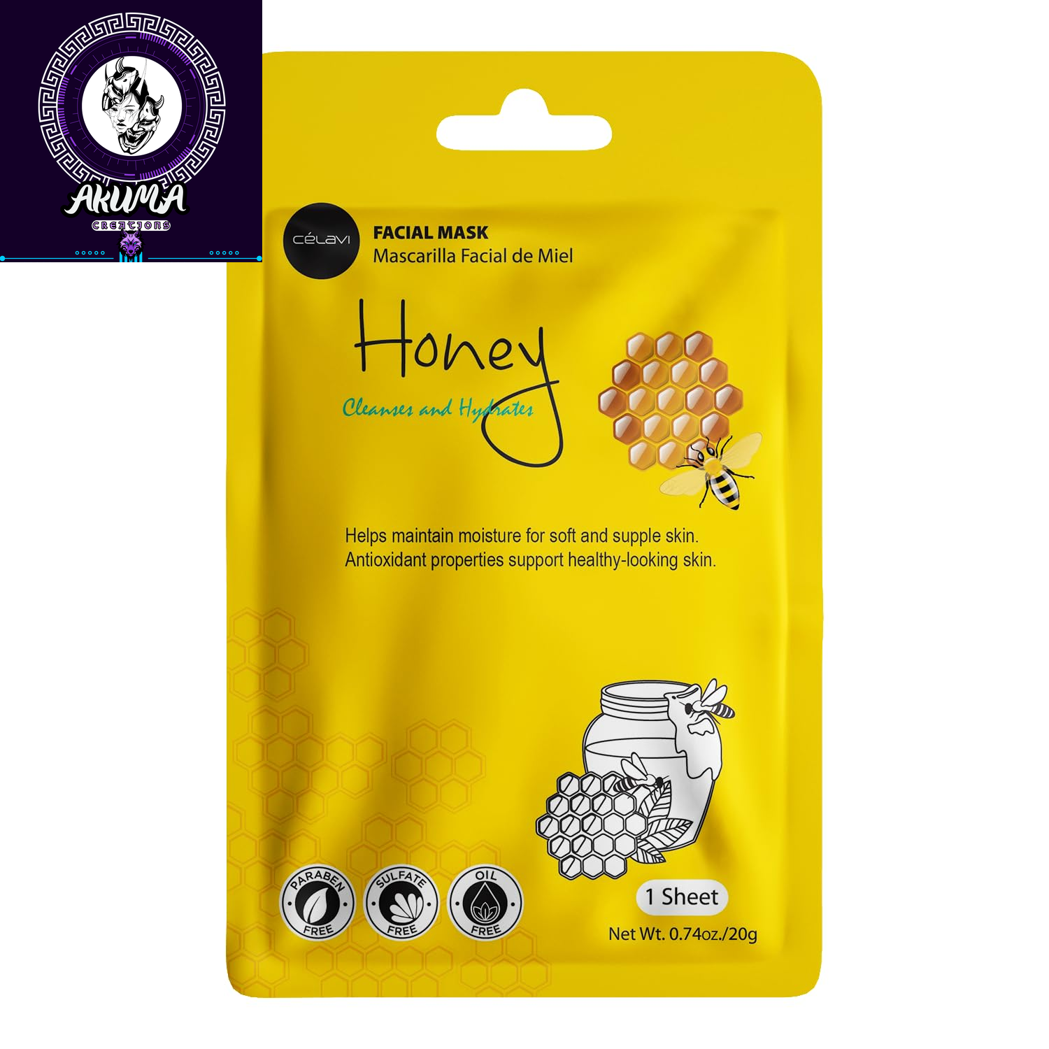 Celavi Essence Facial Face Mask Paper Sheet Korea Skin Care Moisturizing 12 Pack (Mix - 2 of Each)