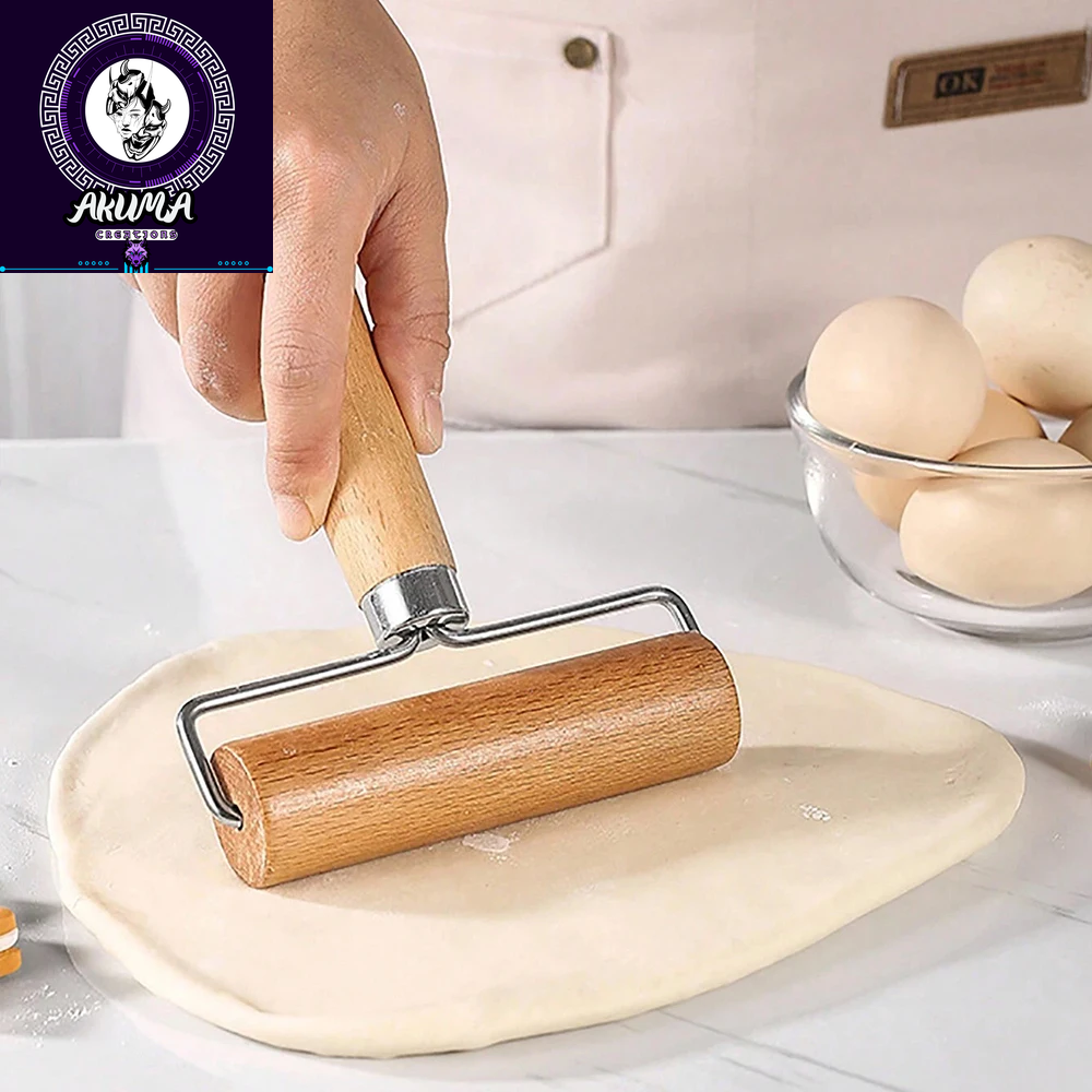 Wood Rolling Pin with Handle for Baking Dough Roller Pastry Pasta Pizza Roller Kitchen Utensils