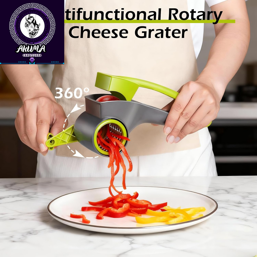 Cheese Grater, Parmesan Cheese Grater with Handle and 1 Replacement Handle Cheese Grate Rotary with 4 Stainlesssteel Drums for Grating and Shredding Hard Cheese, Chocolate, Nuts