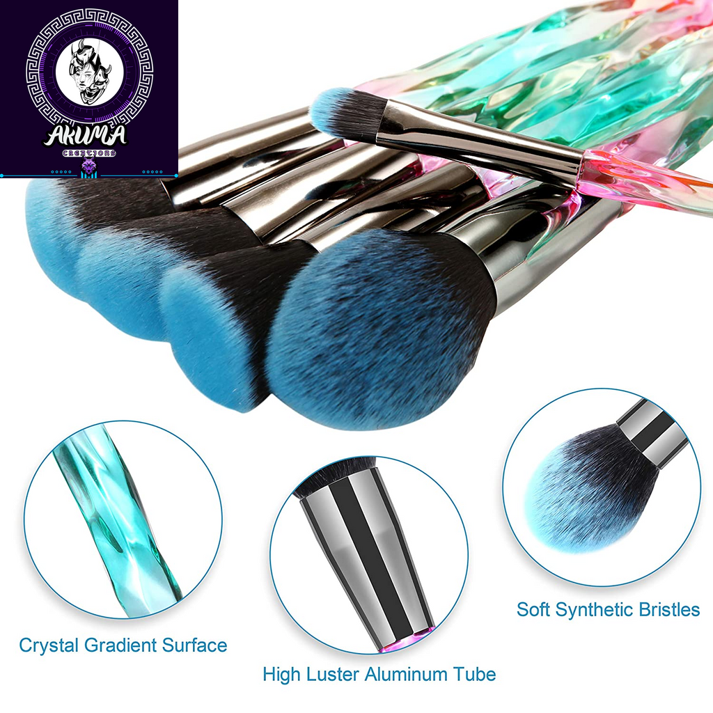 Makeup Brushes 15Pcs Premium Synthetic Bristles Crystal Handle Set Kabuki Foundation Brush Face Lip Eye Makeup Brush Sets Professional with Starry Gift Box (Blue)