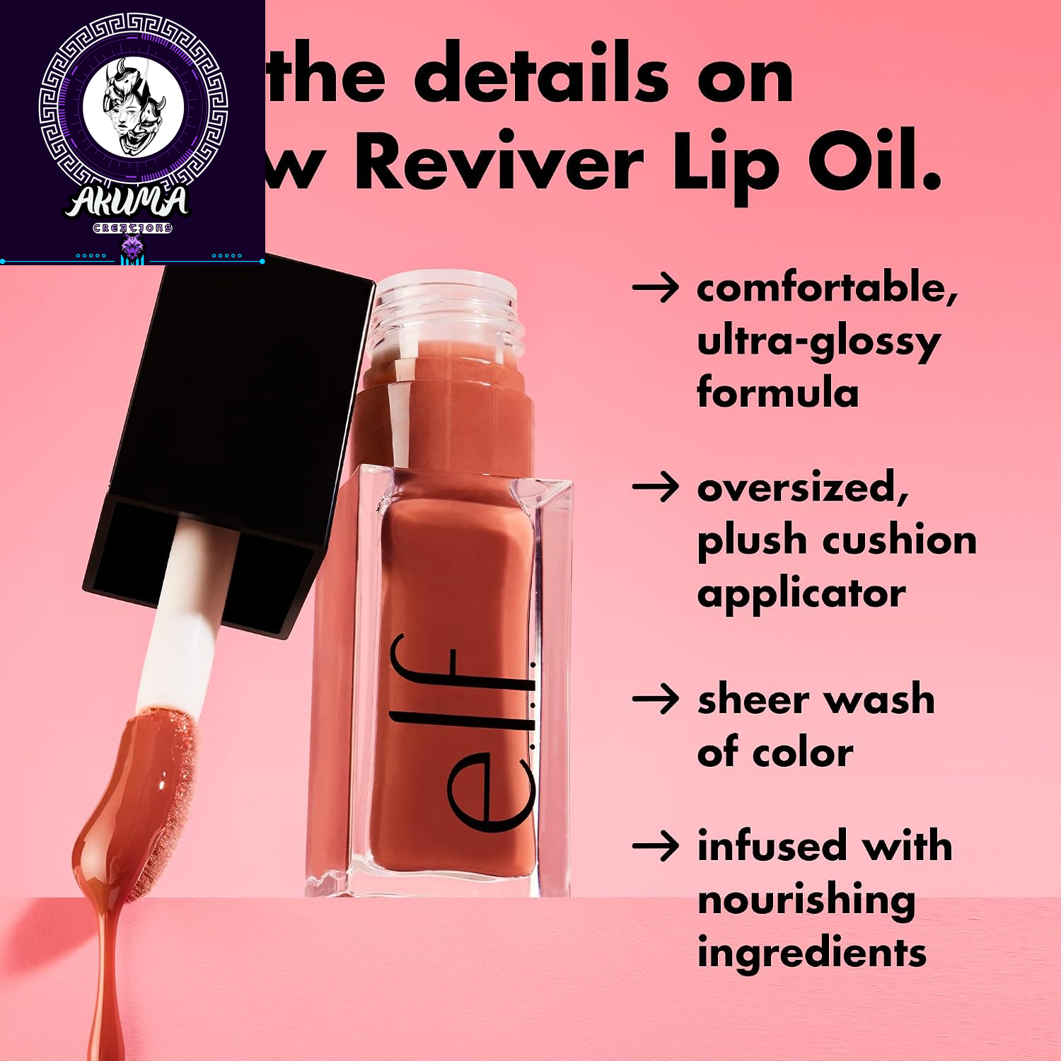 Glow Reviver Lip Oil, Nourishing Tinted Lip Oil for a High-Shine Finish, Infused with Jojoba Oil, Vegan & Cruelty-Free, Jam Session