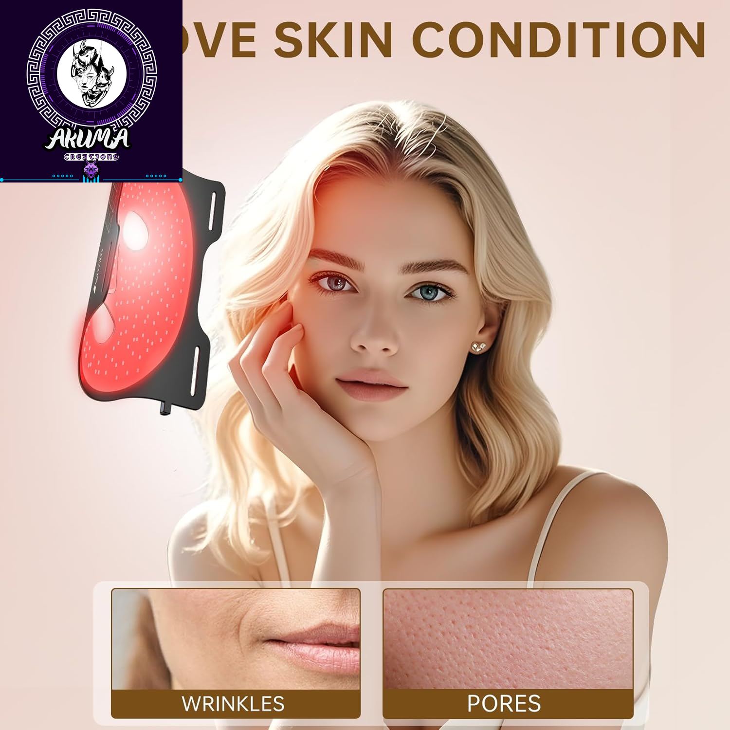 VYM Red Light Therapy for Face: High-Energy Super Lightweight 292 Leds Cordless Professional Light Therapy Mask Infrared LED Face Mask at Home Travel 2Mm Thickness - Black