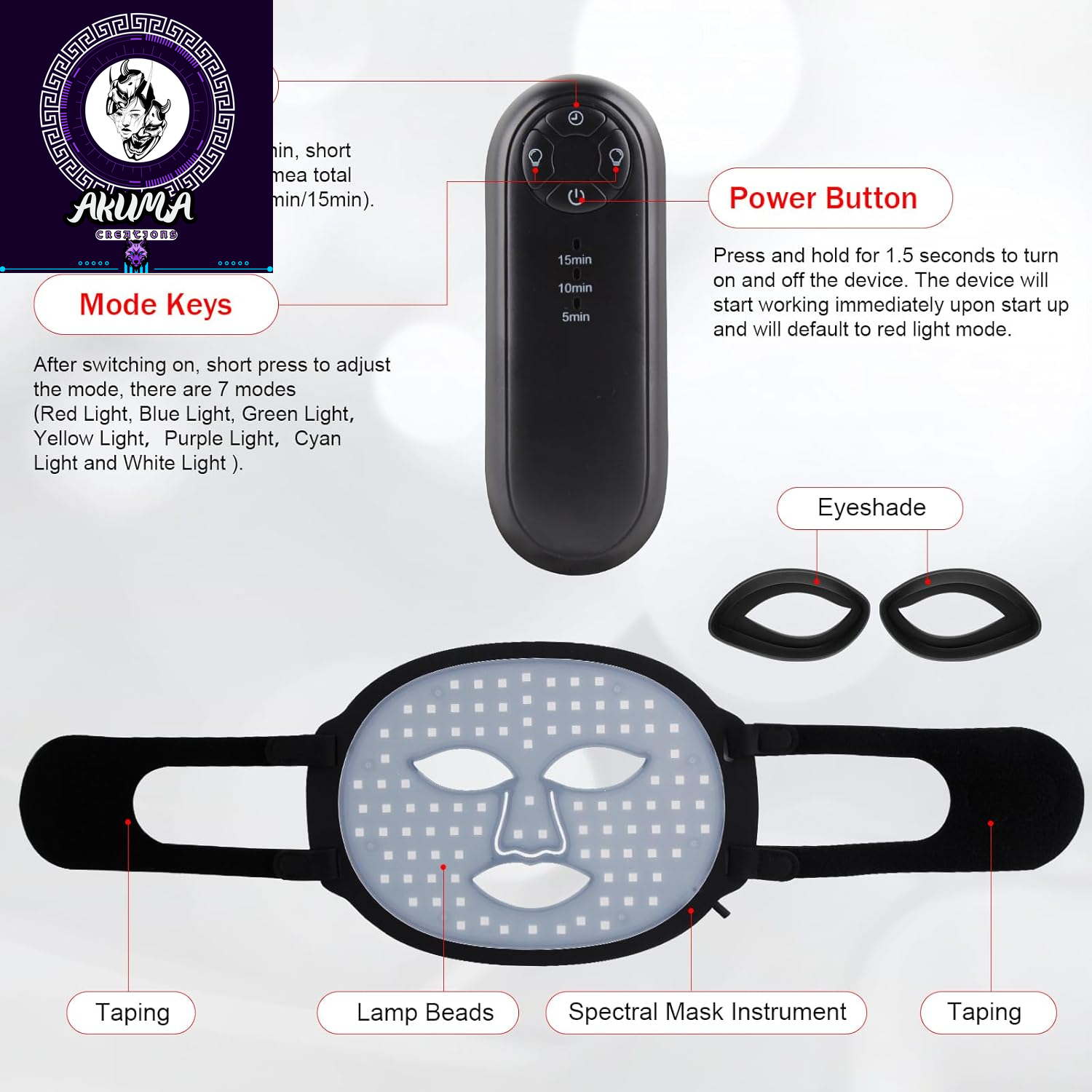 Red Light Therapy for Face, Red Light Therapy Mask, 7 Colors LED Facial Mask for Wrinkle Remove & anti Aging, Skin Care Home Use, Black (Upgraded Version)