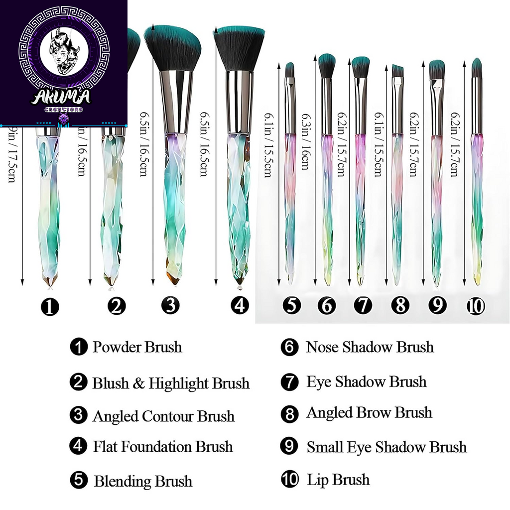 Makeup Brushes Set, 10PCS Crystal Makeup Brushes Premium Synthetic Powder Foundation Concealer Eye Shadow Brush, Professional Face Eye Make up Brushes for Girls Women