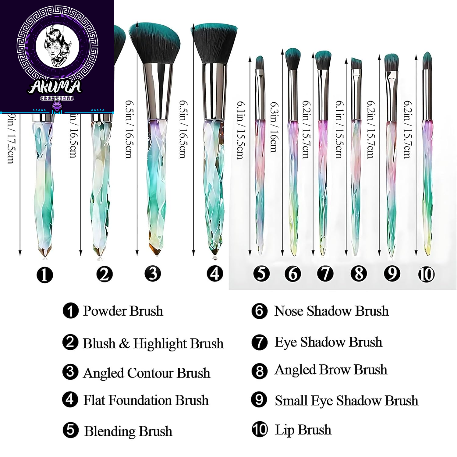Makeup Brushes Set, 10PCS Crystal Makeup Brushes Premium Synthetic Powder Foundation Concealer Eye Shadow Brush, Professional Face Eye Make up Brushes for Girls Women