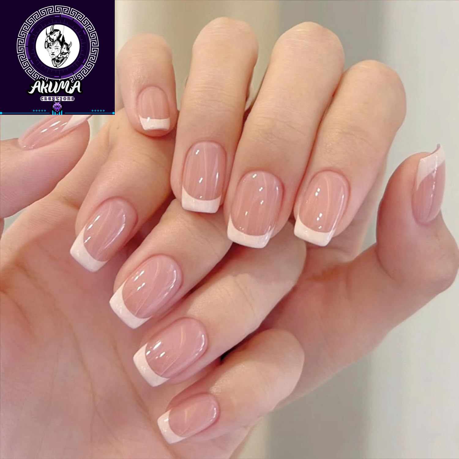 6 Pack French Tip Press on Nails - Almond, Square & Coffin Shapes, Short Fake Nails with Glue, Artificial Stick on Nails (White, Black)