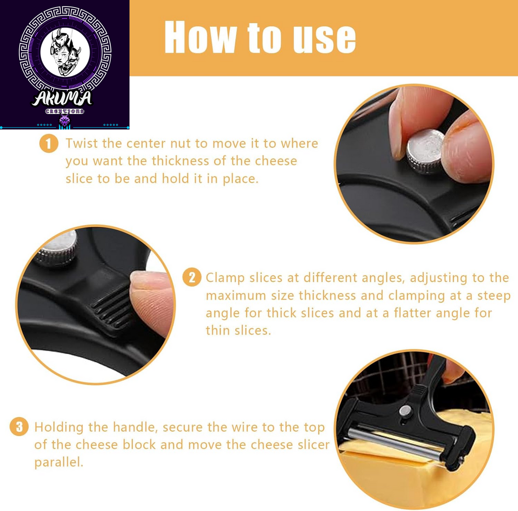 Adjustable Cheese Slicer with 4 Extra Wires Replacement, Hand Held Wire Cheese Cutter Shaver, Heavy Duty Aluminum Alloy Cheese Slicers for Block Cheese (Black)
