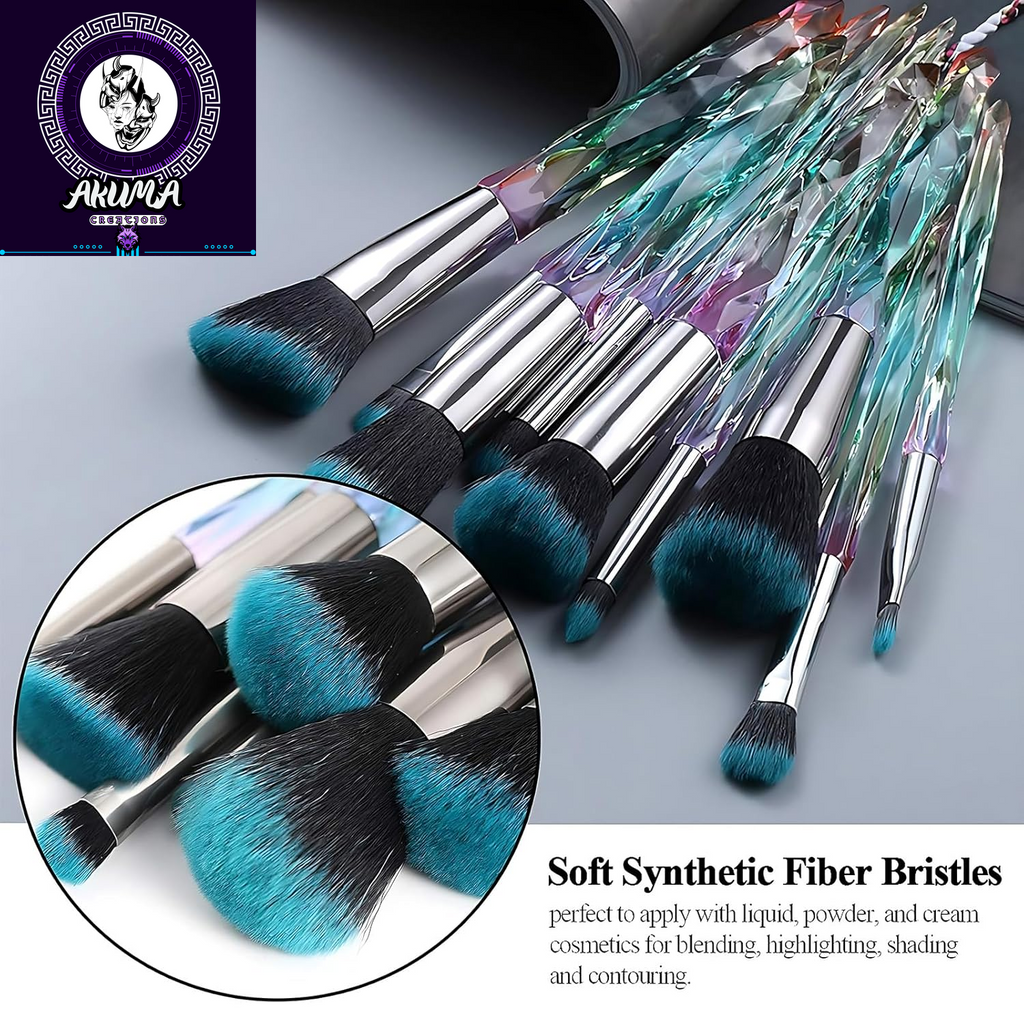 Makeup Brushes Set, 10PCS Crystal Makeup Brushes Premium Synthetic Powder Foundation Concealer Eye Shadow Brush, Professional Face Eye Make up Brushes for Girls Women