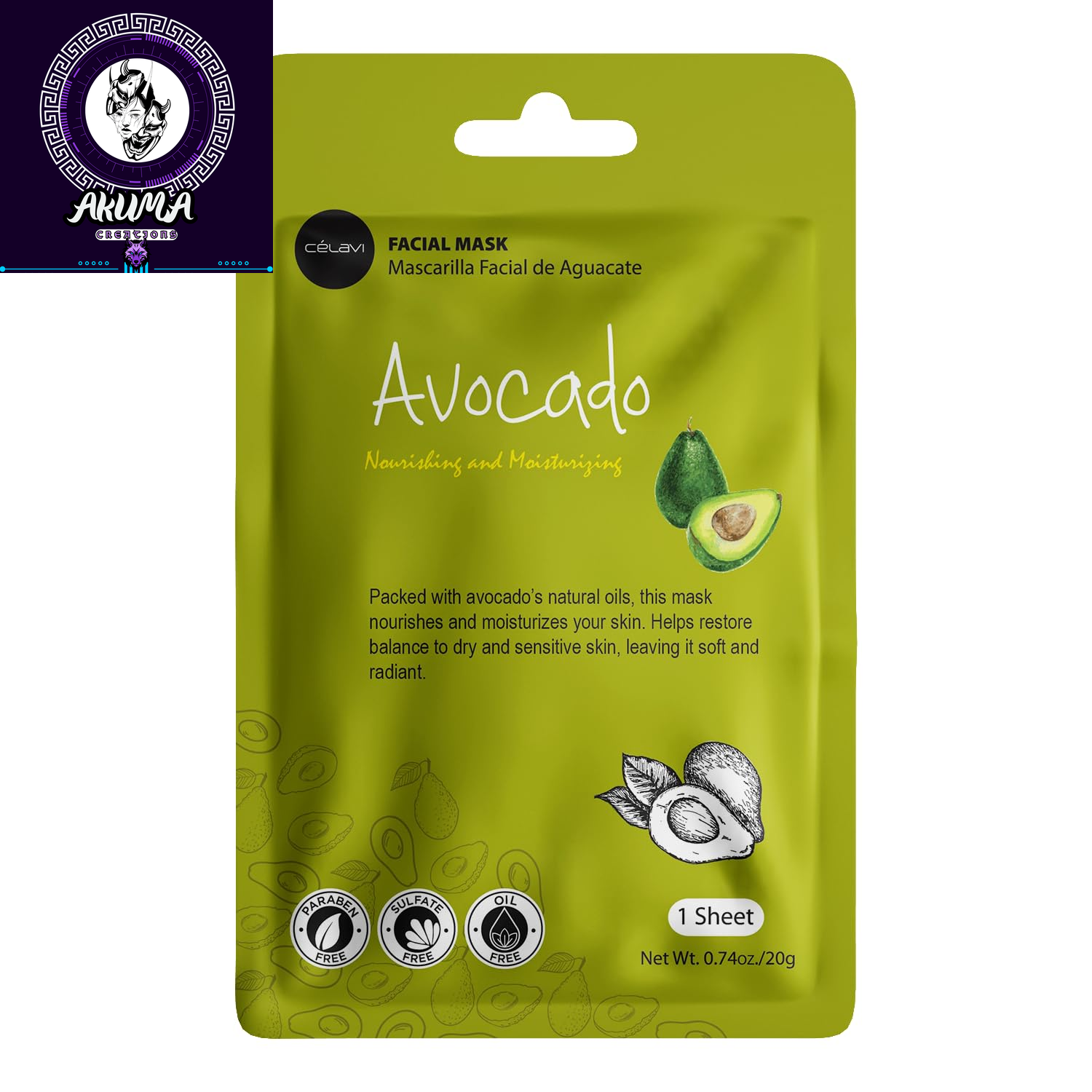 Celavi Essence Facial Face Mask Paper Sheet Korea Skin Care Moisturizing 12 Pack (Mix - 2 of Each)