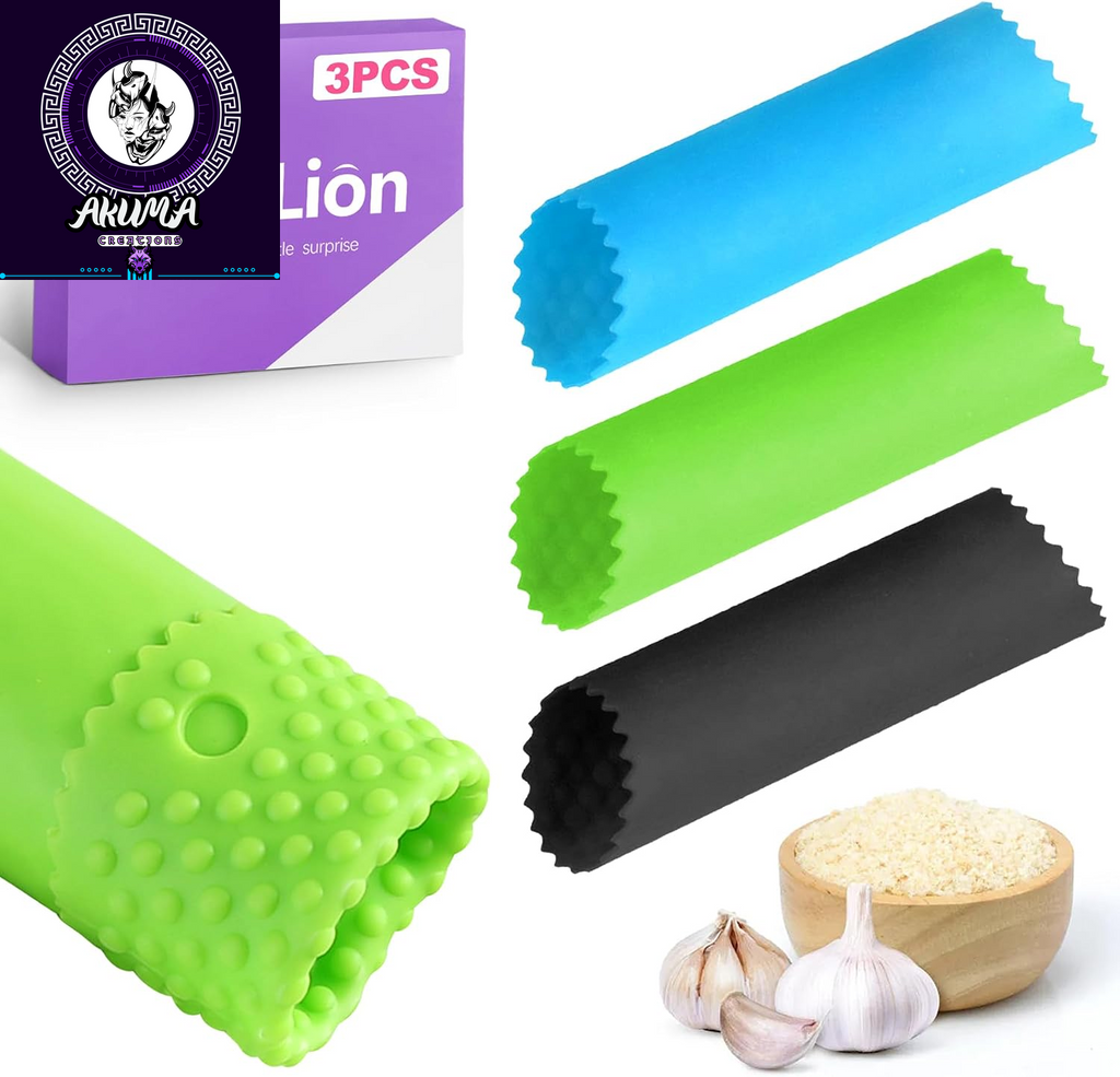 3Pcs Silicone Garlic Peeler Tube Roller - Garlic Peeler, Roller, Rocker, Skin Remover Tool, Easy Clean Kitchen Gadget for Chefs Home Cooking