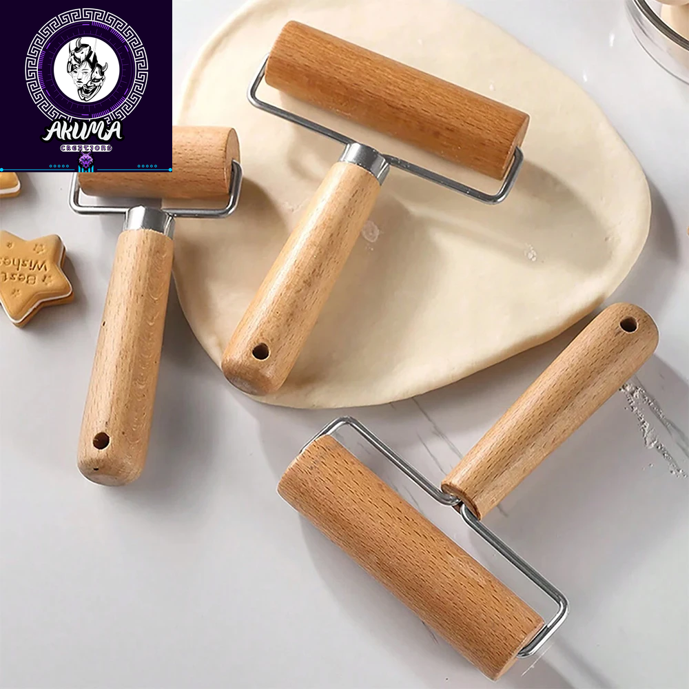 Wood Rolling Pin with Handle for Baking Dough Roller Pastry Pasta Pizza Roller Kitchen Utensils