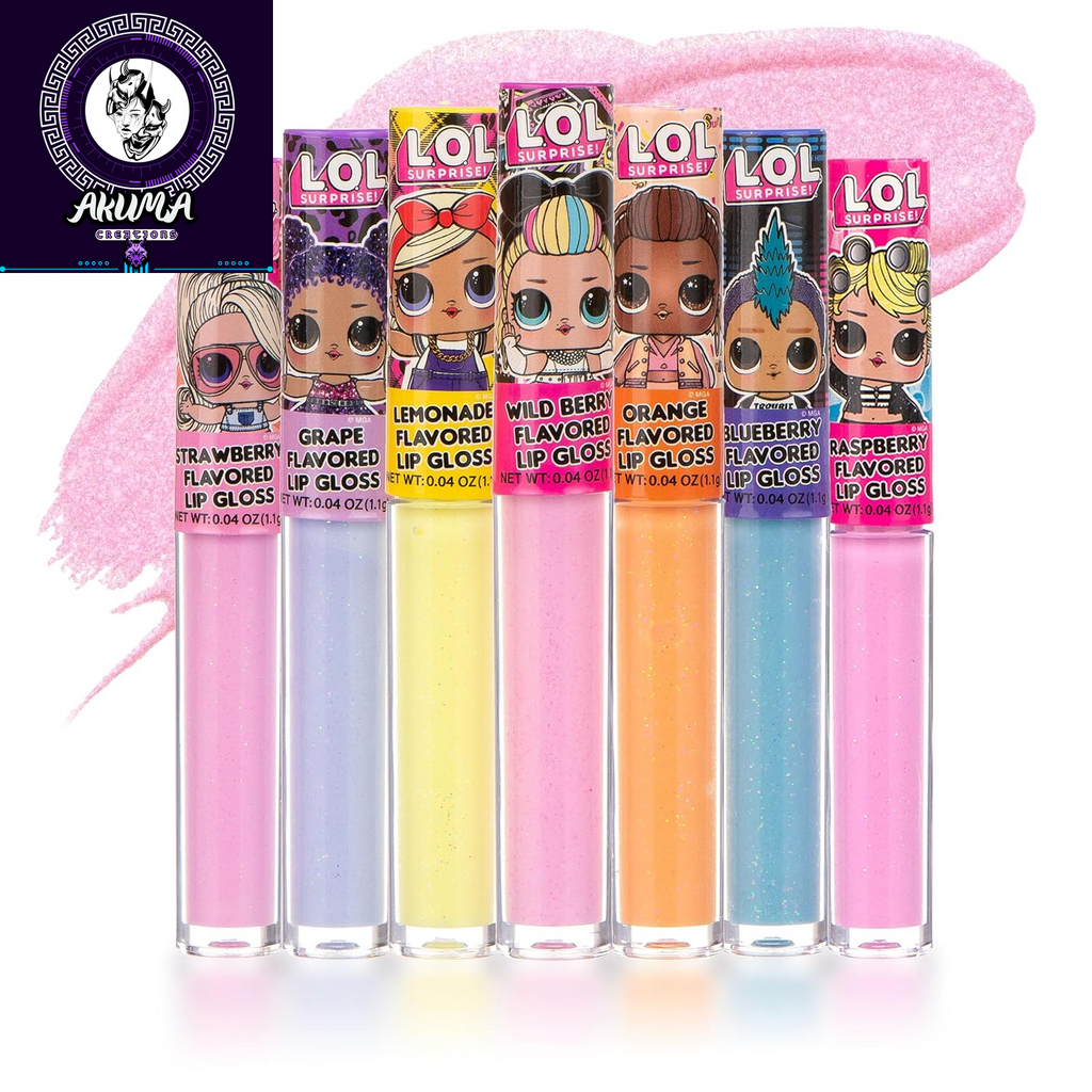 L.O.L Surprise 7-Pack Lip Gloss for Girls, Lol Lip Gloss | Non-Toxic Kids Makeup with L.O.L. Characters