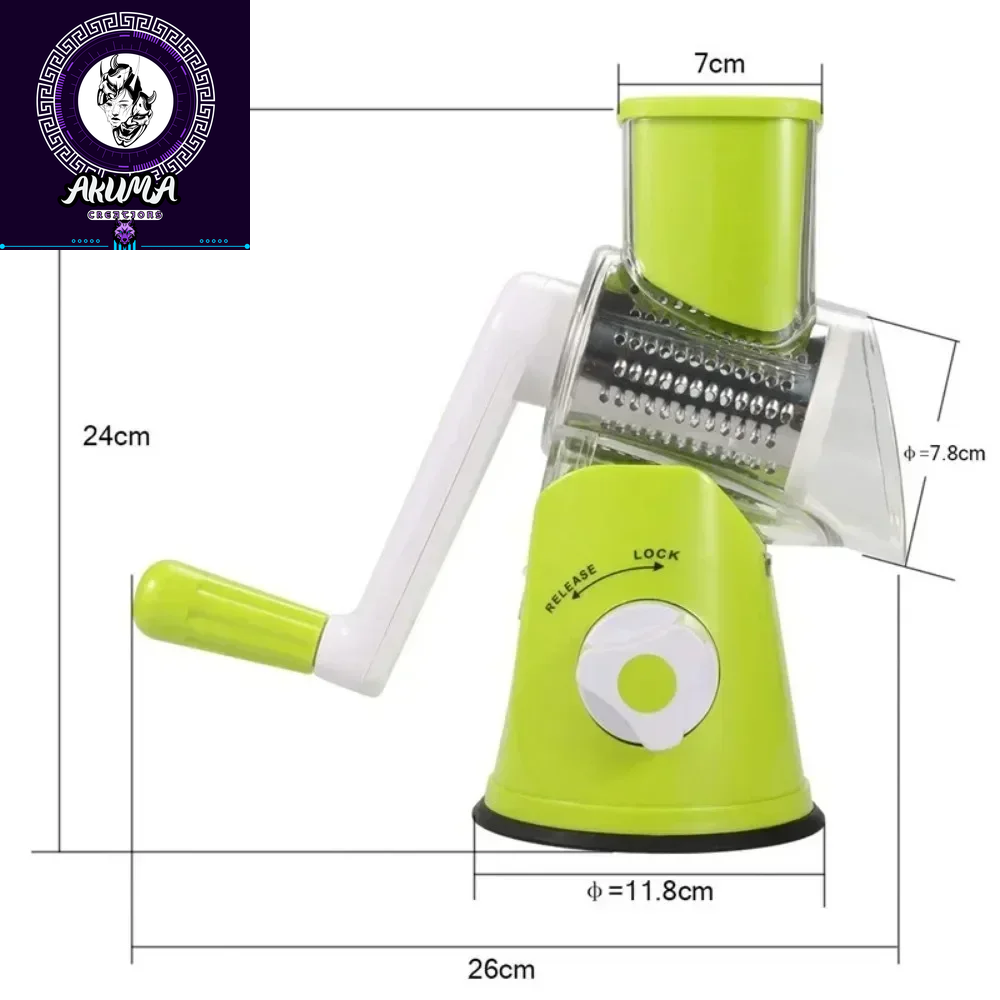 Vegetable Cutter & Slicer Manual Kitchen Cheese Chopper Machine with 3 Sharp Drums Multifunctional Garlic Potato Shredder