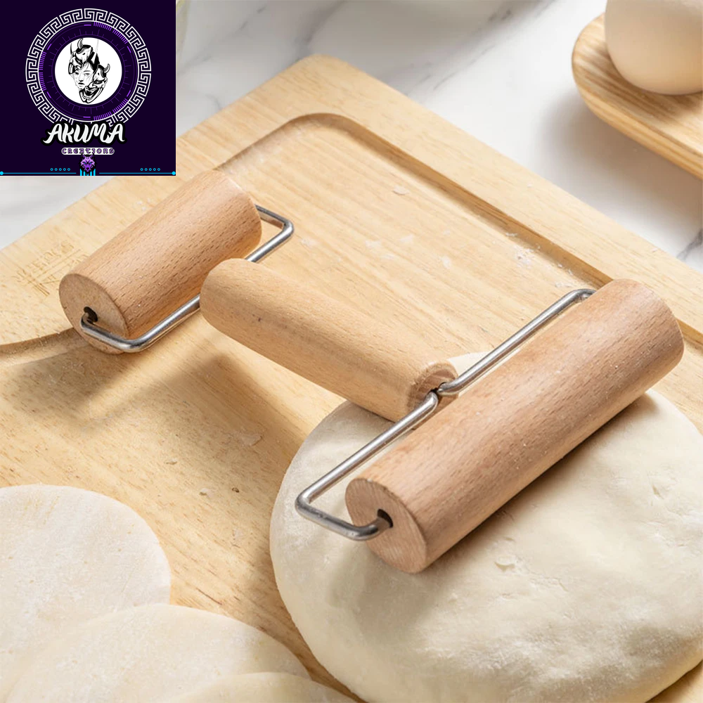 Wood Rolling Pin with Handle for Baking Dough Roller Pastry Pasta Pizza Roller Kitchen Utensils