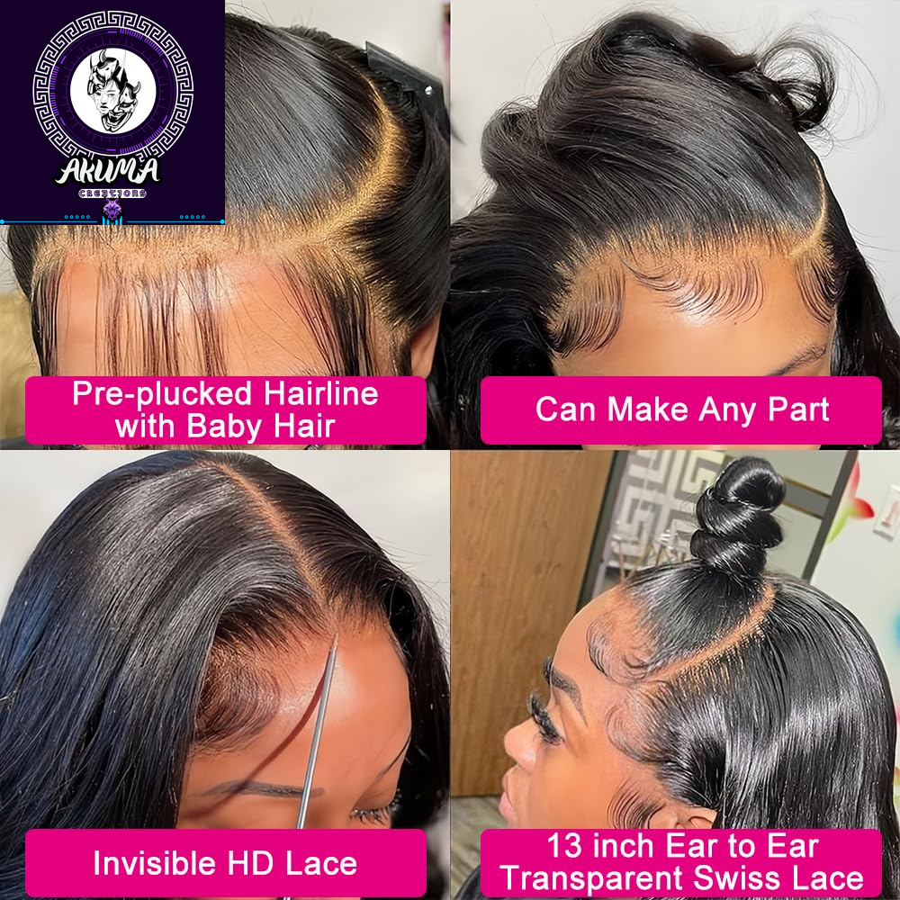 Body Wave Lace Front Wigs Human Hair 13X6 Lace Front Wigs for Black Women | 28 Inch 180% Density HD Transparent Lace Frontal Wig for Women Glueless Wigs Human Hair Pre Plucked Lace Wigs for Women