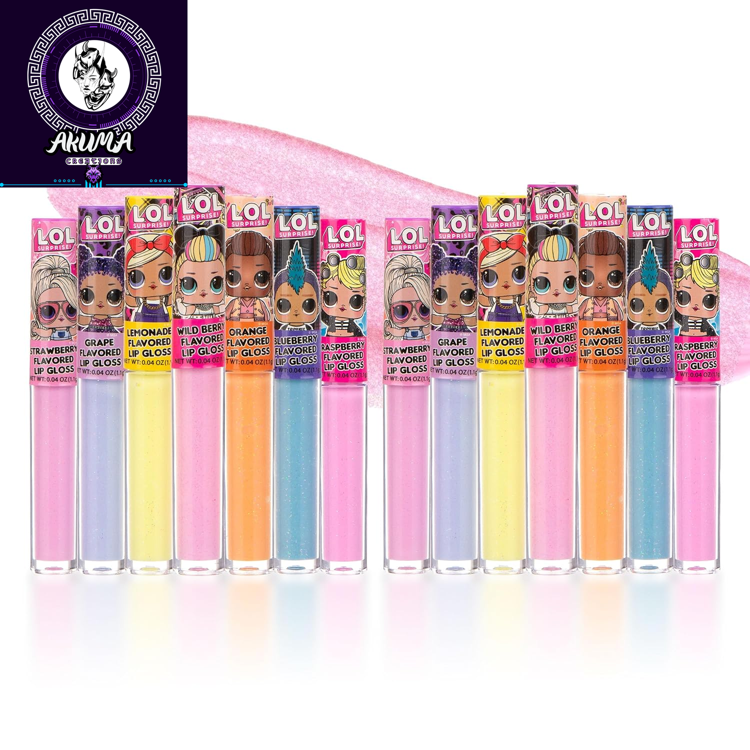 L.O.L Surprise 7-Pack Lip Gloss for Girls, Lol Lip Gloss | Non-Toxic Kids Makeup with L.O.L. Characters